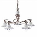 Lampadario 5 Luci Country in Ceramica Artigianale Decorata a Mano - Roma