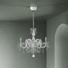 Lampadario 5 Luci in Vetro di Venezia e Metallo Stile Classico - Fiorentino Viadurini