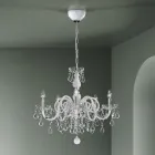 Lampadario 5 Luci in Vetro di Venezia e Metallo Stile Classico - Fiorentino Viadurini