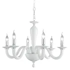 Lampadario 6 Luci Classico in Vetro Trasparente a Mano Italiano - Rapallo Viadurini