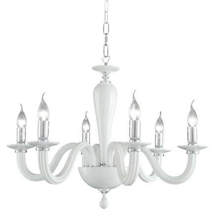 Lampadario 6 Luci Classico in Vetro Trasparente a Mano Italiano - Rapallo Viadurini