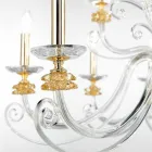 Lampadario 6 Luci in Vetro Soffiato e Cristallo di Lusso Classico - Cassea Viadurini