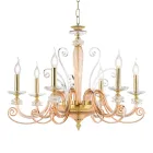 Lampadario 6 Luci in Vetro Soffiato e Cristallo di Lusso Classico - Cassea Viadurini
