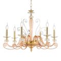 Lampadario 6 Luci in Vetro Soffiato e Cristallo di Lusso Classico - Cassea