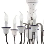 Lampadario 8 Luci Artigianale Ceramica Dipinta a Mano e Ottone - Sanremo Viadurini