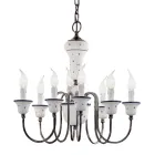 Lampadario 8 Luci Artigianale Ceramica Dipinta a Mano e Ottone - Sanremo Viadurini