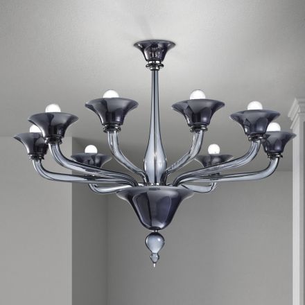 Lampadario 8 Luci Artigianale in Vetro Veneziano Made in Italy - Ismail Viadurini