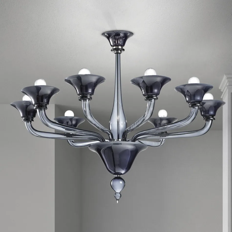 Lampadario 8 Luci Artigianale in Vetro Veneziano Made in Italy - Ismail Viadurini