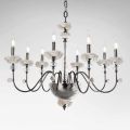 Lampadario 8 Luci Classico in Porcellana e Vetro Soffiato Lusso - Eteria