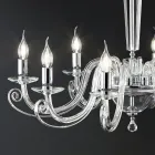 Lampadario 8 Luci Classico Vetro Artigianale Italiano e Cristallo - Malesia Viadurini