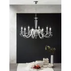 Lampadario 8 Luci Classico Vetro Artigianale Italiano e Cristallo - Malesia Viadurini