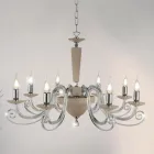 Lampadario 8 Luci Classico Vetro Artigianale Italiano e Cristallo - Malesia Viadurini