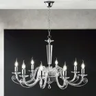 Lampadario 8 Luci Classico Vetro Artigianale Italiano e Cristallo - Malesia Viadurini