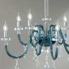 Lampadario 8 Luci Classico Vetro Italiano Lavorato a Mano Ottanio - Similo Viadurini