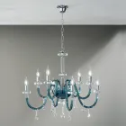 Lampadario 8 Luci Classico Vetro Italiano Lavorato a Mano Ottanio - Similo Viadurini