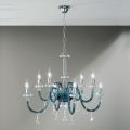 Lampadario 8 Luci Classico Vetro Italiano Lavorato a Mano Ottanio - Similo