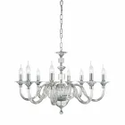 Lampadario 8 luci di desgin in vetro con decorazioni in cristallo Ivy Viadurini