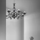 Lampadario 8 Luci in Vetro di Venezia e Metallo Made in Italy - Foscarino Viadurini