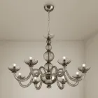 Lampadario 8 Luci in Vetro di Venezia e Metallo Made in Italy - Foscarino Viadurini