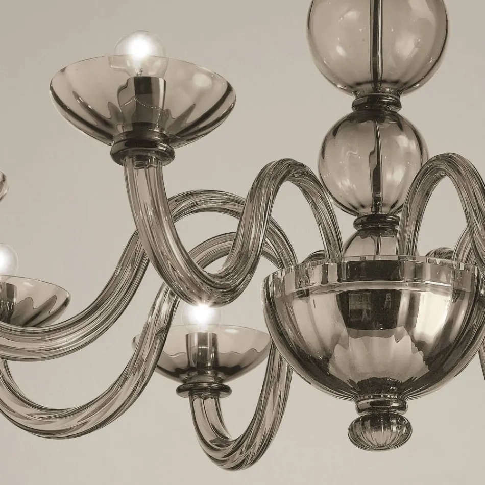 Lampadario 8 Luci in Vetro di Venezia e Metallo Made in Italy - Foscarino Viadurini