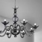 Lampadario 8 Luci in Vetro di Venezia e Metallo Made in Italy - Foscarino Viadurini
