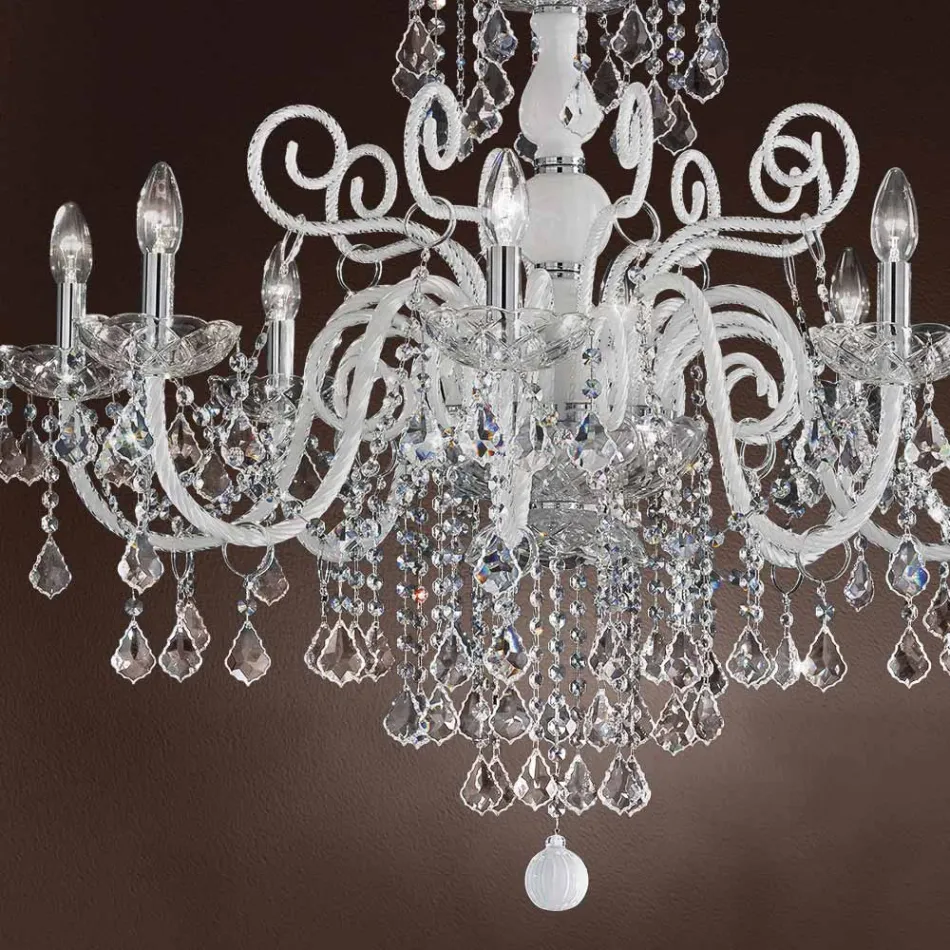 Lampadario 8 Luci in Vetro Veneziano Made in Italy Classico - Fiorentino Viadurini