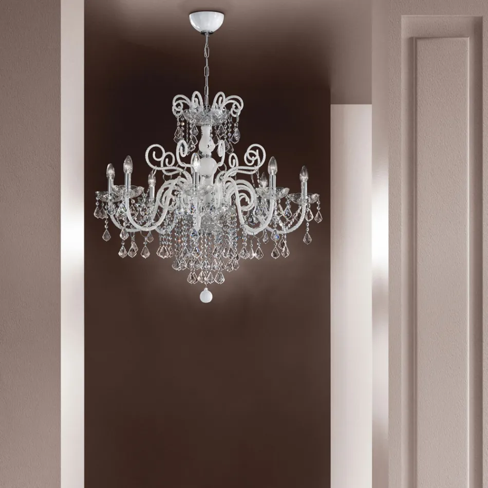 Lampadario 8 Luci in Vetro Veneziano Made in Italy Classico - Fiorentino Viadurini