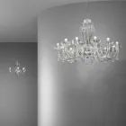 Lampadario a 12 Luci Fatto a Mano in Vetro Veneziano, Made in Italy - Regina Viadurini
