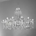 Lampadario a 12 Luci Fatto a Mano in Vetro Veneziano, Made in Italy - Regina Viadurini