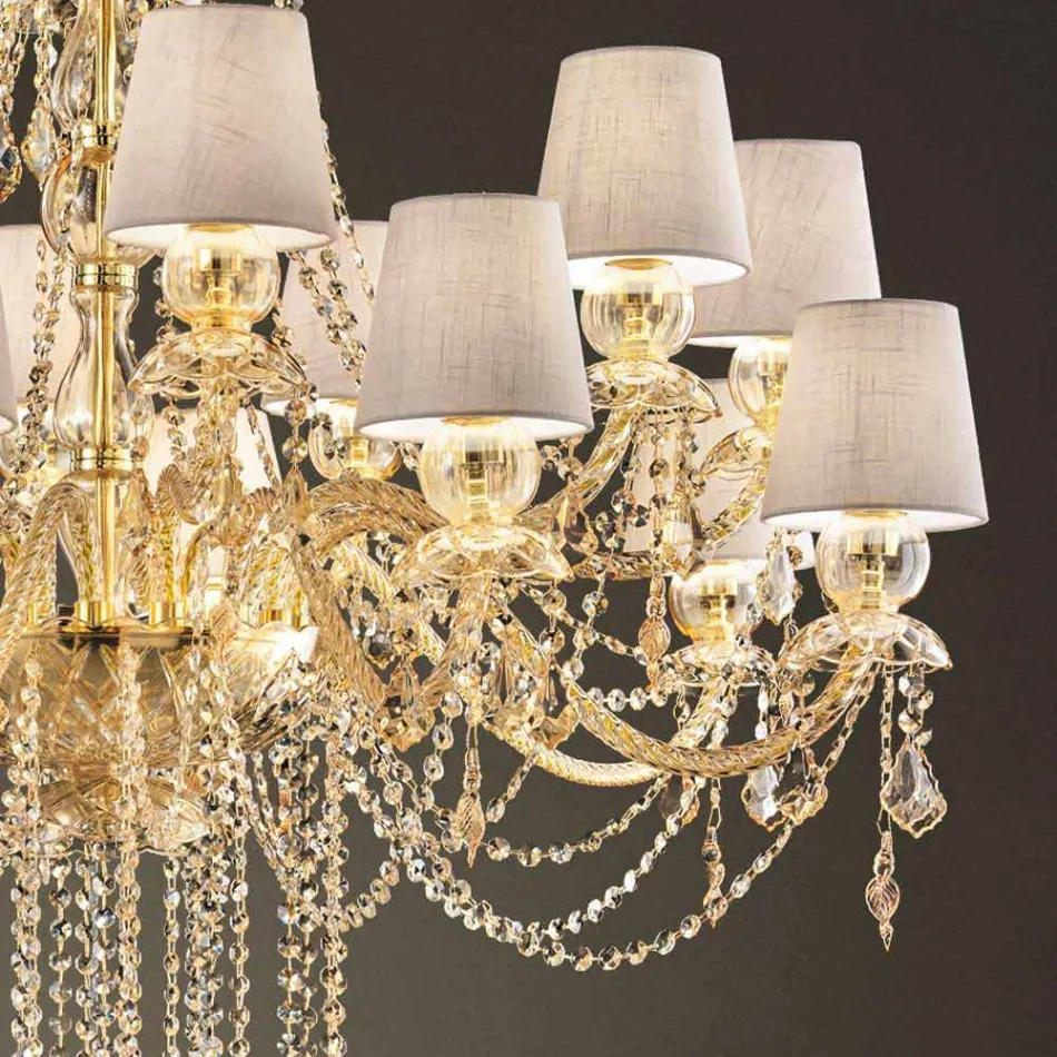 Lampadario a 16 Luci Fatto a Mano in Vetro di Venezia, Made in Italy - Milagros Viadurini