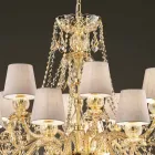 Lampadario a 16 Luci Fatto a Mano in Vetro di Venezia, Made in Italy - Milagros Viadurini