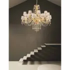 Lampadario a 16 Luci Fatto a Mano in Vetro di Venezia, Made in Italy - Milagros Viadurini