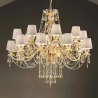 Lampadario a 16 Luci Fatto a Mano in Vetro di Venezia, Made in Italy - Milagros Viadurini