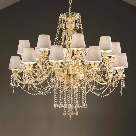 Lampadario a 16 Luci Fatto a Mano in Vetro di Venezia, Made in Italy - Milagros Viadurini