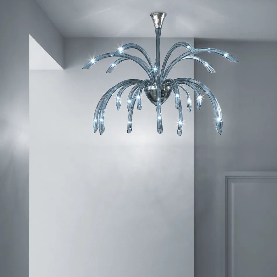 Lampadario a 21 Luci in Vetro Veneziano Fatto a Mano in Italia - Jason Viadurini