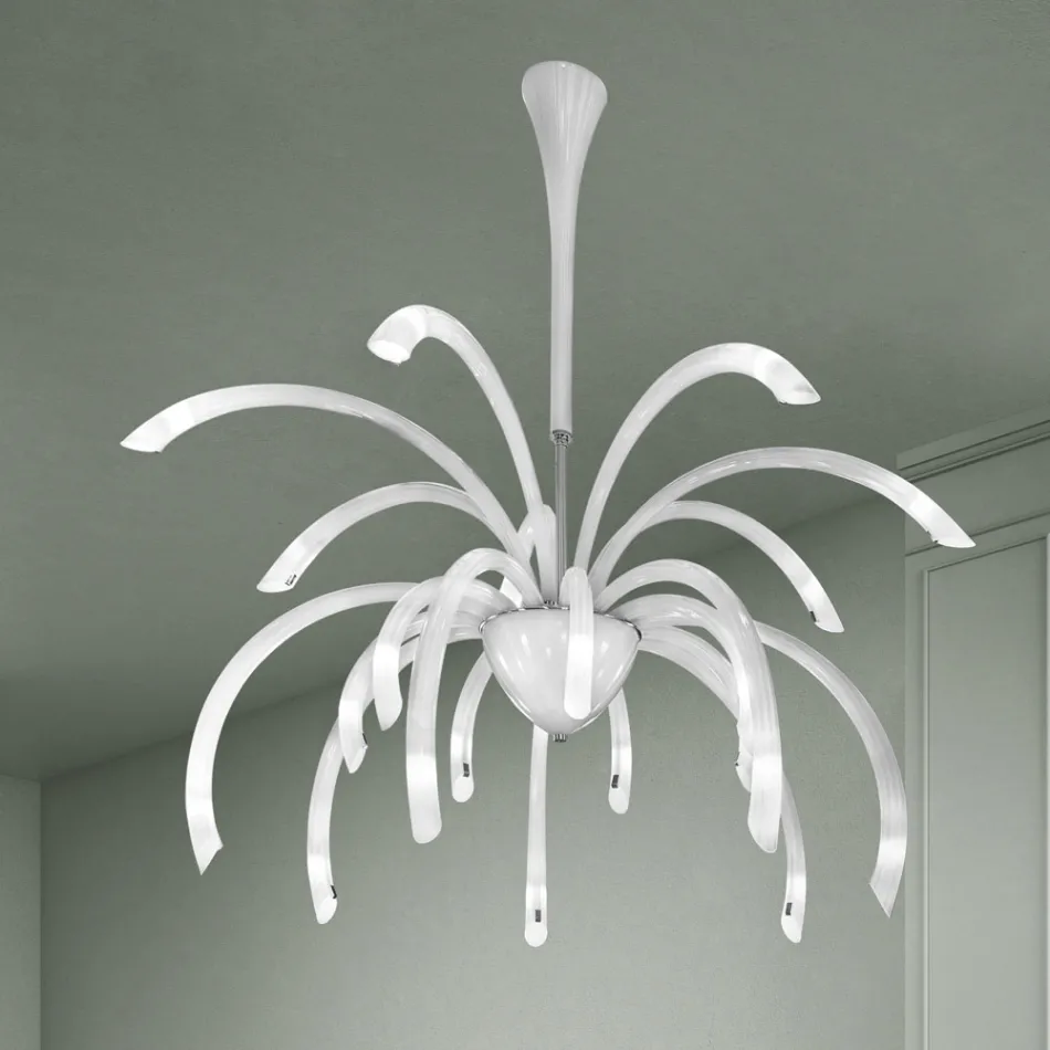 Lampadario a 21 Luci in Vetro Veneziano Fatto a Mano in Italia - Jason Viadurini