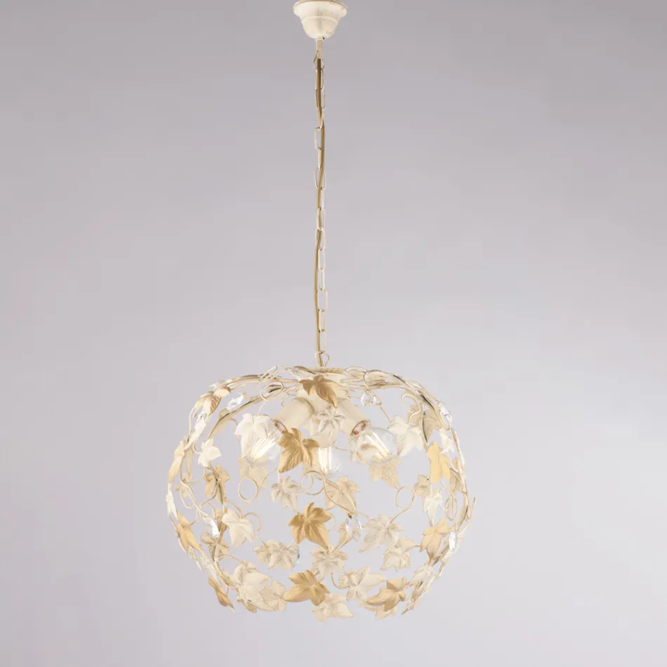 Lampadario a 3 luci in metallo e cristallo per arredare il soggiorno – Orchidea Viadurini