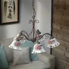 Lampadario a 3 o 5 Luci Ceramica Fatta a Mano con Passanastri - Napoli Viadurini