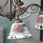 Lampadario a 3 o 5 Luci Ceramica Fatta a Mano con Passanastri - Napoli Viadurini