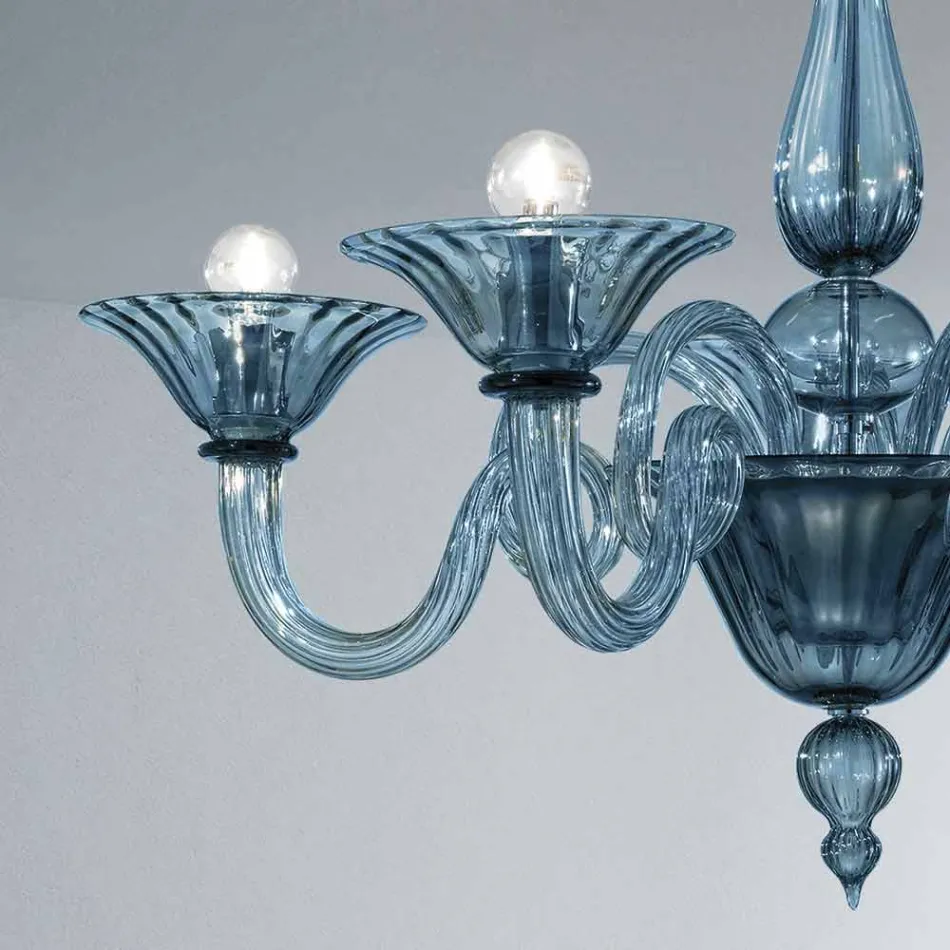 Lampadario a 5 Luci Artigianale in Vetro di Venezia, Made in Italy - Margherita Viadurini