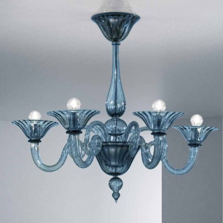 Lampadario a 5 Luci Artigianale in Vetro di Venezia, Made in Italy - Margherita Viadurini