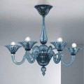 Lampadario a 5 Luci Artigianale in Vetro di Venezia, Made in Italy - Margherita