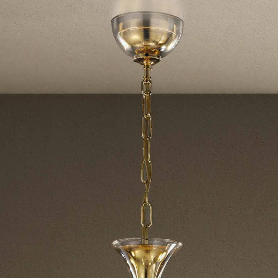 Lampadario a 5 Luci Fatto a Mano in Italia in Vetro Veneziano - Vittoria Viadurini