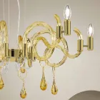 Lampadario a 6 Luci Artigianale in Vetro di Venezia Made in Italy - Bernadette Viadurini