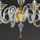 Lampadario a 6 Luci Fatto a Mano in Vetro Veneziano, Made in Italy - Margherita Viadurini