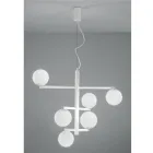 Lampadario a 6 Luci in Metallo Verniciato con Diffusori in Vetro - Lido Viadurini