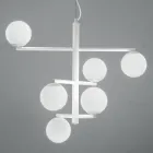 Lampadario a 6 Luci in Metallo Verniciato con Diffusori in Vetro - Lido Viadurini