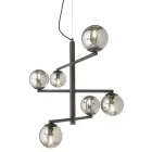 Lampadario a 6 Luci in Metallo Verniciato con Diffusori in Vetro - Lido Viadurini