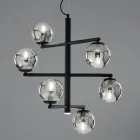 Lampadario a 6 Luci in Metallo Verniciato con Diffusori in Vetro - Lido Viadurini