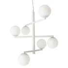 Lampadario a 6 Luci in Metallo Verniciato con Diffusori in Vetro - Lido Viadurini